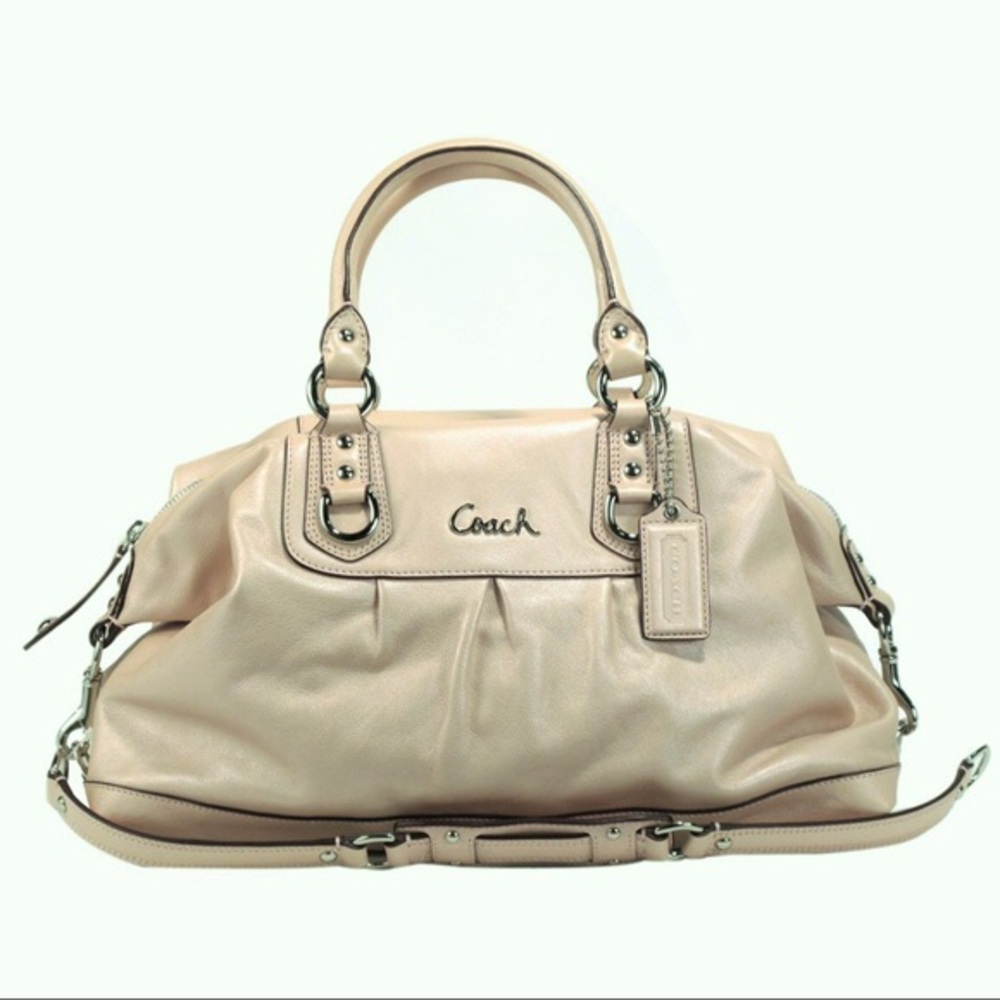 COACH ASHLEY IVORY LEATHER SATCHEL HANDBAG - Picture 1 of 16